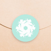 Aqua Geometric Snowflake Runder Aufkleber