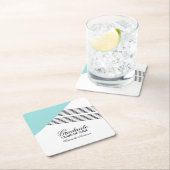 Aqua Geometric Stripe Abschluss Untersetzer (Vor Ort)