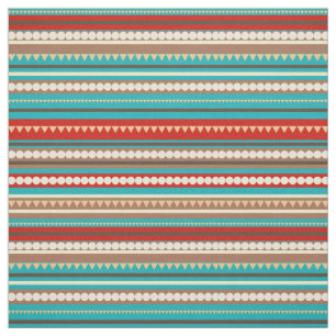 Aqua geometric Zickzack and Stripes Aqua Stoff
