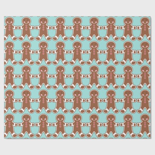 Aqua Gingerbrot Wrapping Paper Geschenkpapier (Flach)
