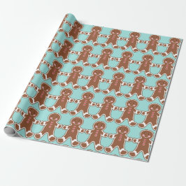 Aqua Gingerbrot Wrapping Paper Geschenkpapier