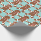 Aqua Gingerbrot Wrapping Paper Geschenkpapier (Ecke)