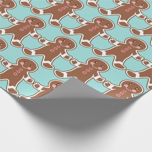 Aqua Gingerbrot Wrapping Paper Geschenkpapier (Ecke)