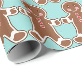 Aqua Gingerbrot Wrapping Paper Geschenkpapier (Rolleneckpunkt)