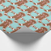 Aqua Gingerbrot Wrapping Paper Geschenkpapier (Ecke)