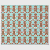 Aqua Gingerbrot Wrapping Paper Geschenkpapier (Flach)