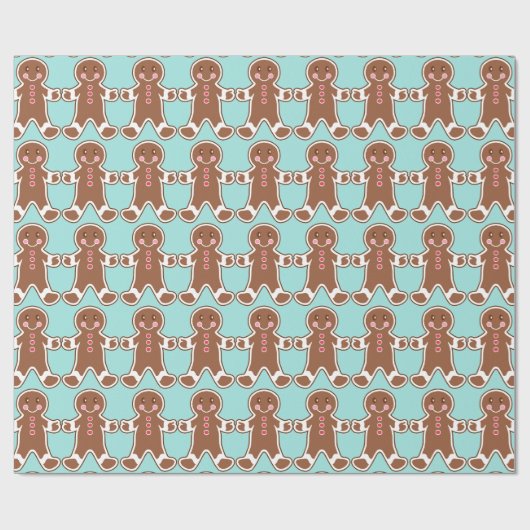 Aqua Gingerbrot Wrapping Paper Geschenkpapier (Flach)