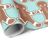 Aqua Gingerbrot Wrapping Paper Geschenkpapier (Rolleneckpunkt)