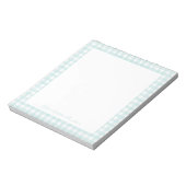 Aqua Gingham Benutzerdefinierter Name Notizblock (Rotiert)