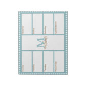 Aqua Gingham Kariert Weekly Planer Notepad Notizblock (Rotiert)