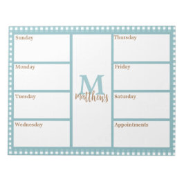 Aqua Gingham Kariert Weekly Planer Notepad Notizblock