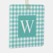 Aqua Gingham Karo Anfängliche Keramik Keramikornament (Rechts)