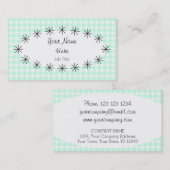 Aqua Gingham Karo Oval Visitenkarte (Vorne/Hinten)