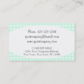 Aqua Gingham Karo Oval Visitenkarte (Rückseite)