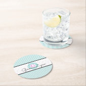 Aqua-Gingham-Monogramm Runder Pappuntersetzer (Vor Ort)