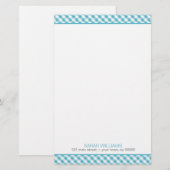 Aqua Gingham Pattern Briefpapier (Vorne/Hinten)