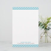 Aqua Gingham Pattern Briefpapier (Stehend Vorderseite)
