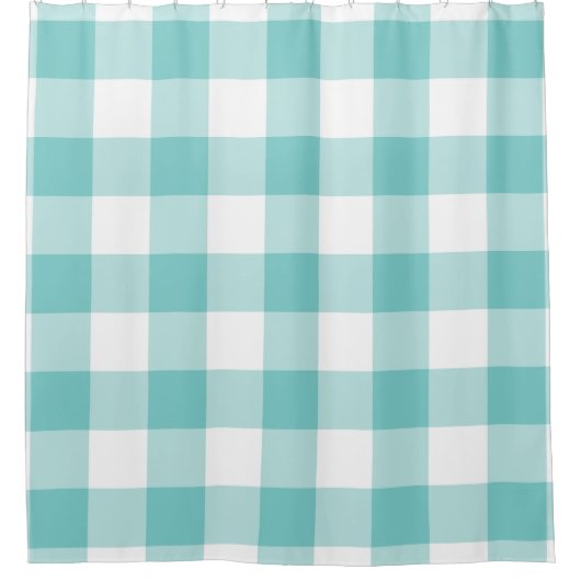 Aqua Gingham Pattern Duschvorhang (Vorderseite)