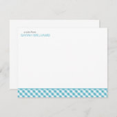 Aqua Gingham Pattern Flat Vielen Dank Anmerkungen Mitteilungskarte (Vorne/Hinten)