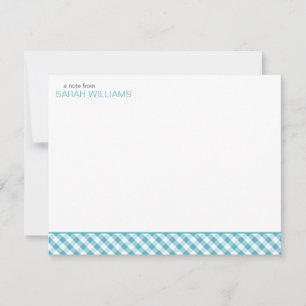 Aqua Gingham Pattern Flat Vielen Dank Anmerkungen Mitteilungskarte