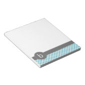 Aqua Gingham Pattern Monogram Notepad Notizblock (angewinkelt)
