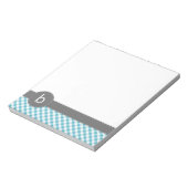 Aqua Gingham Pattern Monogram Notepad Notizblock (Rotiert)