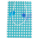 Aqua Gingham und Blume Mittlere Geschenktüte (Rückseite)