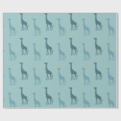 Aqua Giraffes Baby Dusche Geschenkpapier (Flach)