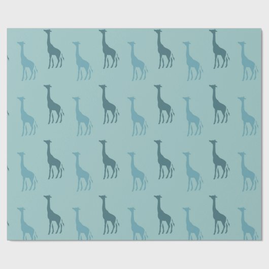 Aqua Giraffes Baby Dusche Geschenkpapier (Flach)