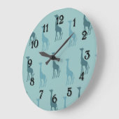 Aqua Giraffes Große Wanduhr (Winkel)