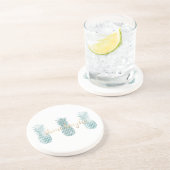 Aqua Glam Glitzy Ananas Getränkeuntersetzer (Seite)
