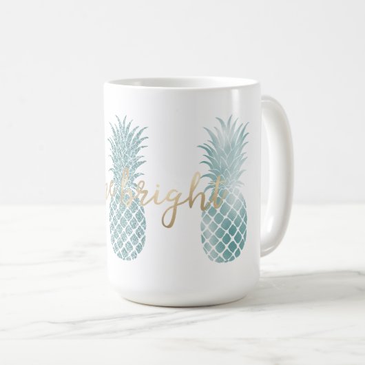 Aqua Glam Glitzy Ananas Shine Kaffeetasse (VorderseiteRechts)