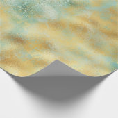 Aqua Glam Gold Glitz Sparkle Geschenkpapier (Ecke)