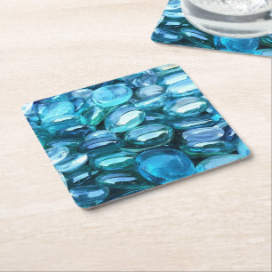 Aqua Glass Stones Rechteckiger Pappuntersetzer