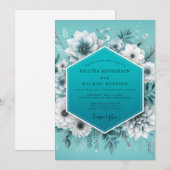Aqua Glaziale Flora Hochzeit Einladung (Vorne/Hinten)
