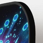 Aqua Glitch Matrix Neon Blue Futuristic Pickleball Schläger (Linke Seite)