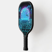 Aqua Glitch Matrix Neon Blue Futuristic Pickleball Schläger (Links)
