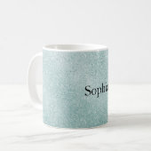Aqua Glitter Ombre Christmas Kaffeetasse (Vorderseite Links)