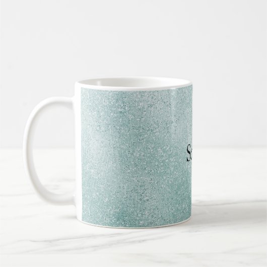 Aqua Glitter Ombre Christmas Kaffeetasse (Links)
