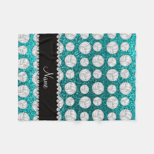 Aqua-Glittervolleyball des individuellen Namens Fleecedecke (Vorderseite (Horizontal))