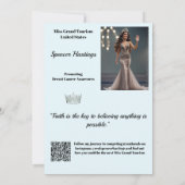 Aqua Glitz Autograph Cards for Pageants | QR Code Einladung (Rückseite)
