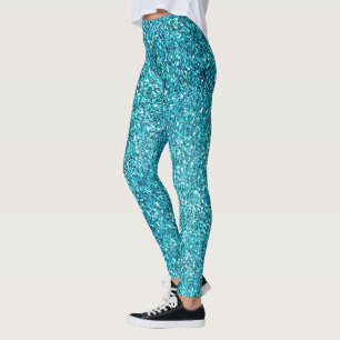 Aqua Glitz Glitzer Leggings