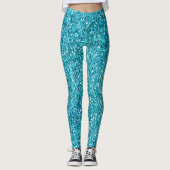 Aqua Glitz Glitzer Leggings (Vorderseite)