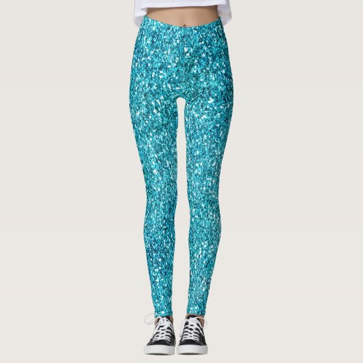 Aqua Glitz Glitzer Leggings (Vorderseite)