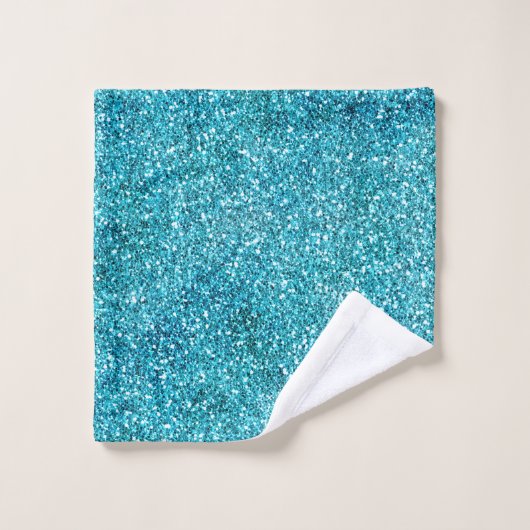 Aqua Glitz Glitzer Sparkle        Badhandtuch Set (Waschlappen)