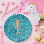Aqua Glitz Glitzer Sparkle Mermaid Pappteller (Party)