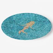 Aqua Glitz Glitzer Sparkle Mermaid Pappteller (Schrägansicht)