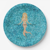 Aqua Glitz Glitzer Sparkle Mermaid Pappteller (Vorderseite)