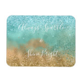 Aqua Glitz Gold Glitzer Magnet (Horizontal)