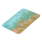 Aqua Glitz Gold Glitzer Magnet (Linke Seite)